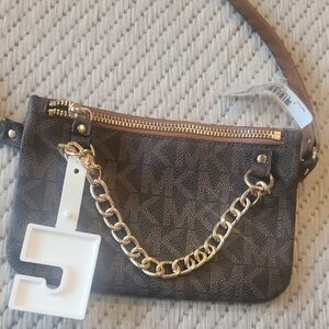Michael Kors Chocolate Mini Bag with Gold Chain